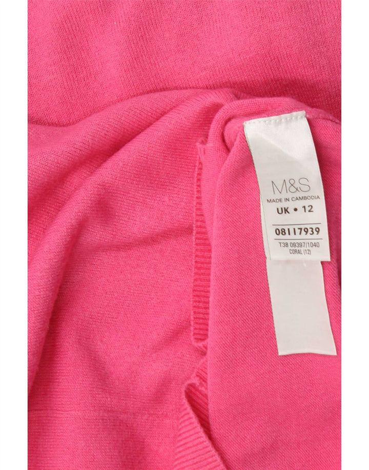 Marks & Spencer ženski džemper s okruglim izrezom UK 12 srednje ružičasta