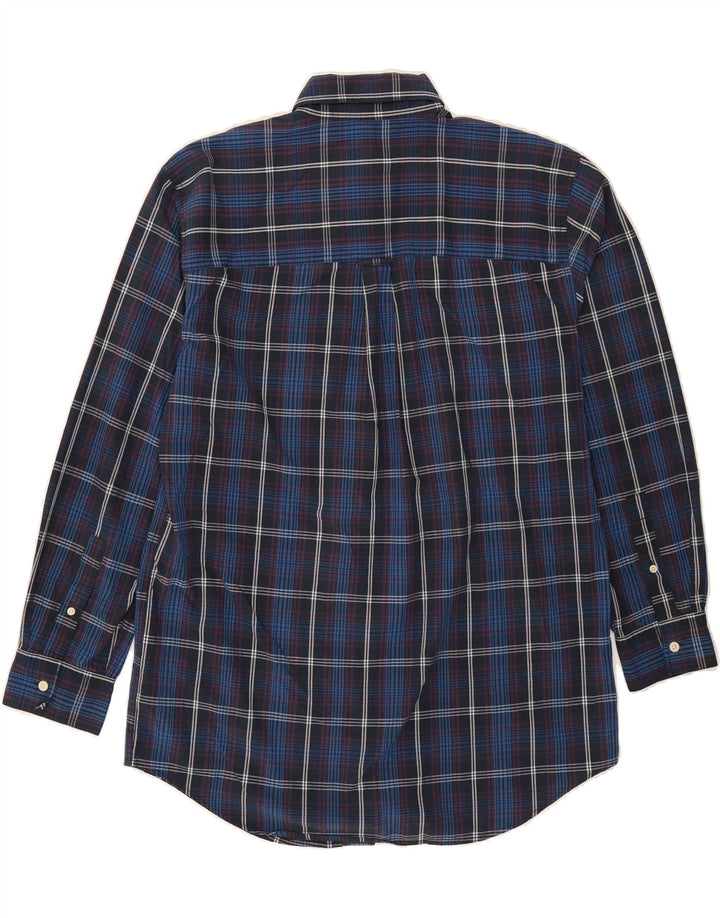 CHAPS Mens Shirt Medium Navy Blue Check Cotton Vintage Chaps and Second-Hand Chaps from Messina Hembry 