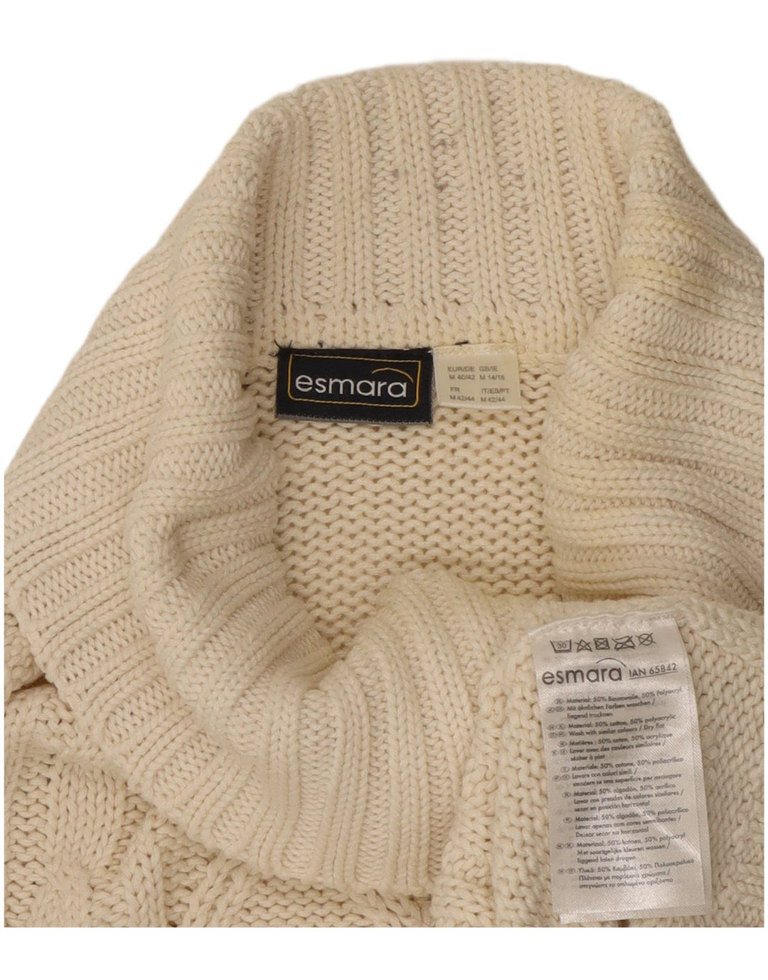ESMARA ženski pulover s rol izrezom UK 14 Srednje bijeli pamuk