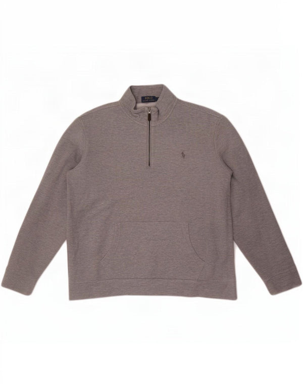 Polo Ralph Lauren muška majica s izrezom s patentnim zatvaračem XL sivi pamuk
