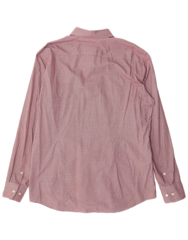 Hugo Boss muška uska košulja veličina 43 17 XL crveni pamuk u obliku ptičje zube