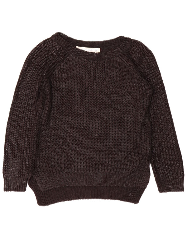 Zara Womens Boat Neck Jumper Sweater UK 12 Medium Black Flecked Acrylic