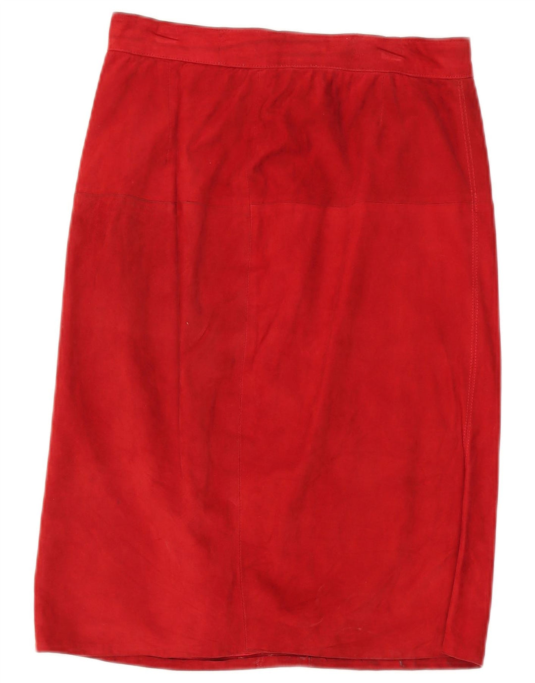 VINTAGE dvodijelni ženski komplet suknji od brušene kože UK 14 Srednje W30 crvena koža