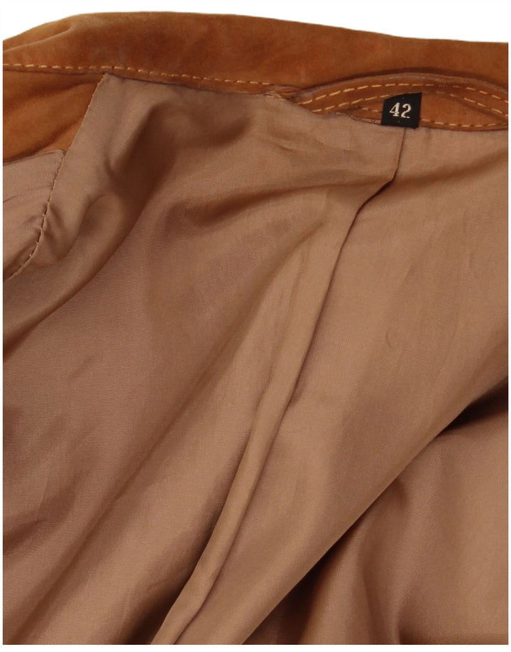 VINTAGE Ženska jakna od brušene kože s 3 gumba IT 42 Srednje smeđa