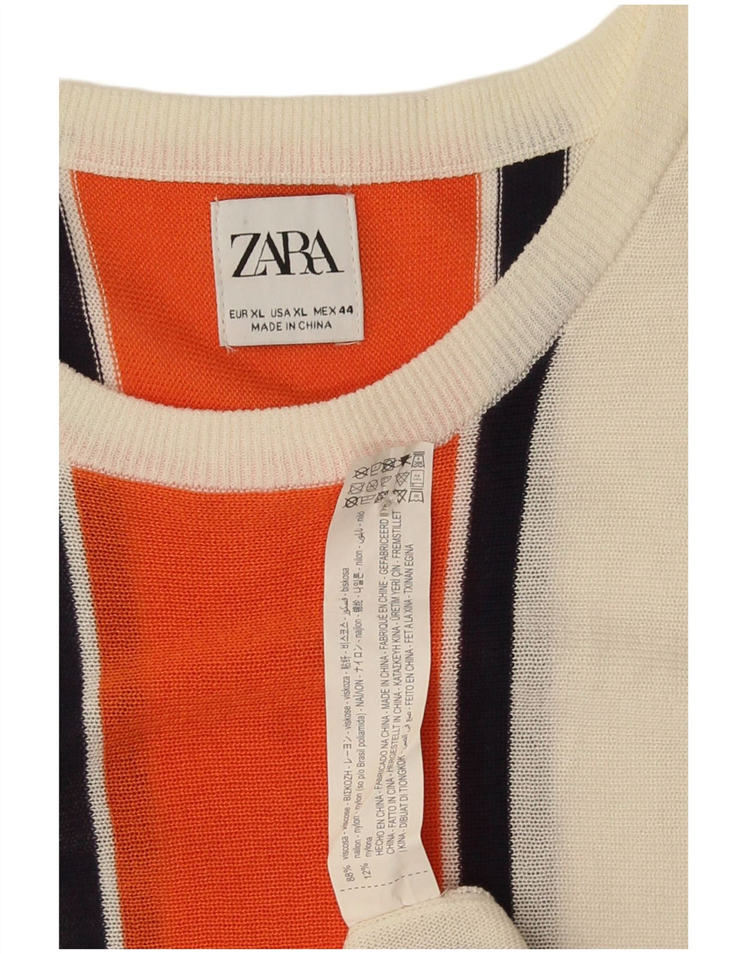 Zara ženska osnovna haljina UK 18 XL od bijele pruge od viskoze