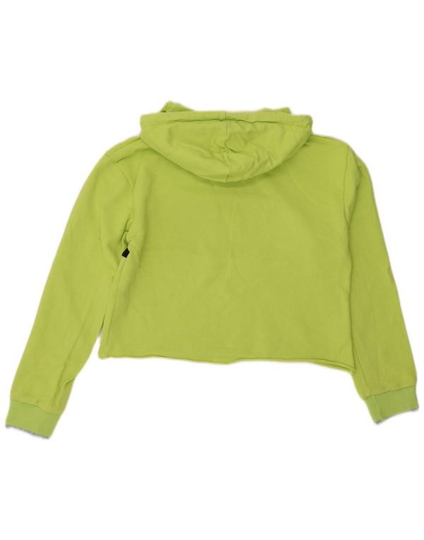 Pyrex Womens Crop Graphic Hoodie Jumper UK 14 Medium Green Colourblock