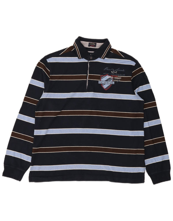 Paul & Shark muška polo majica dugih rukava s grafičkim motivima 2XL tamnoplava na pruge
