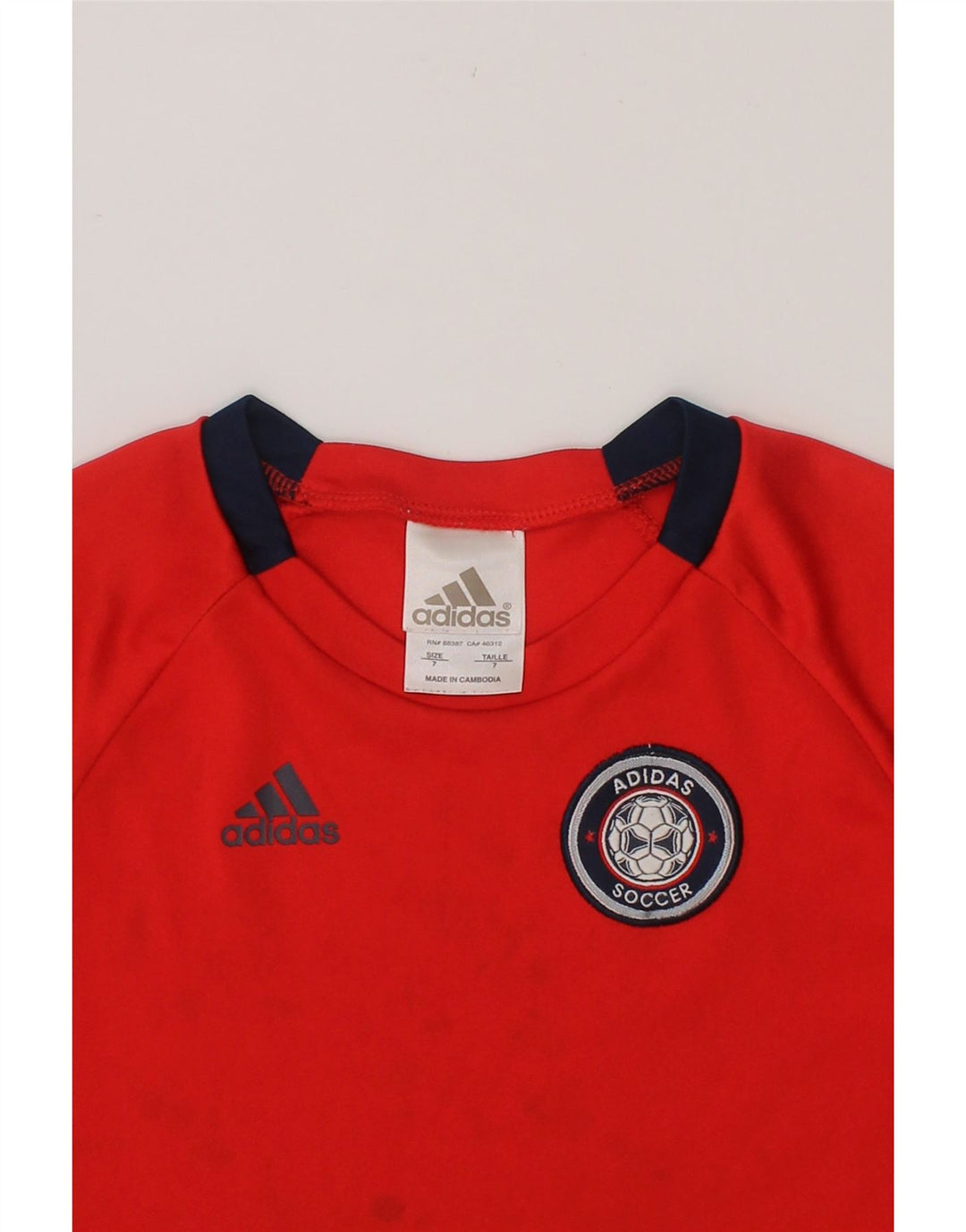 ADIDAS Boys Graphic T-Shirt Top 6-7 Years Red Colourblock Polyester Vintage Adidas and Second-Hand Adidas from Messina Hembry 