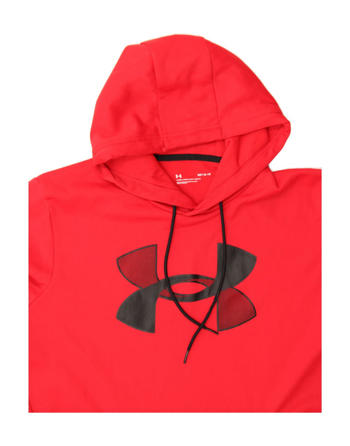 UNDER ARMOUR Mens Graphic Hoodie Jumper Medium Red Polyester Vintage Under Armour and Second-Hand Under Armour from Messina Hembry 