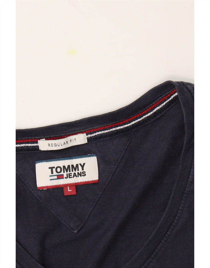 TOMMY HILFIGER Mens Regular Fit T-Shirt Top Large Navy Blue Vintage Tommy Hilfiger and Second-Hand Tommy Hilfiger from Messina Hembry 
