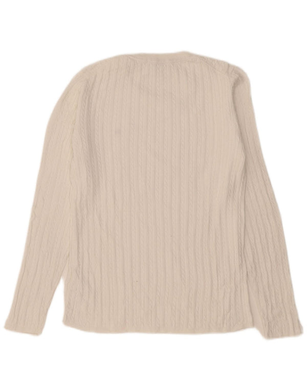 Tommy Hilfiger Womens Crew Neck Jumper Sweater UK 14 Medium White Cotton