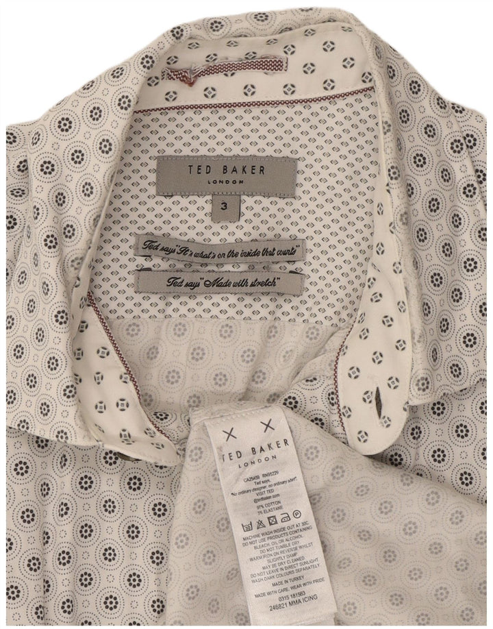 Muška košulja Ted Baker, veličina 3, srednji bijeli geometrijski pamuk
