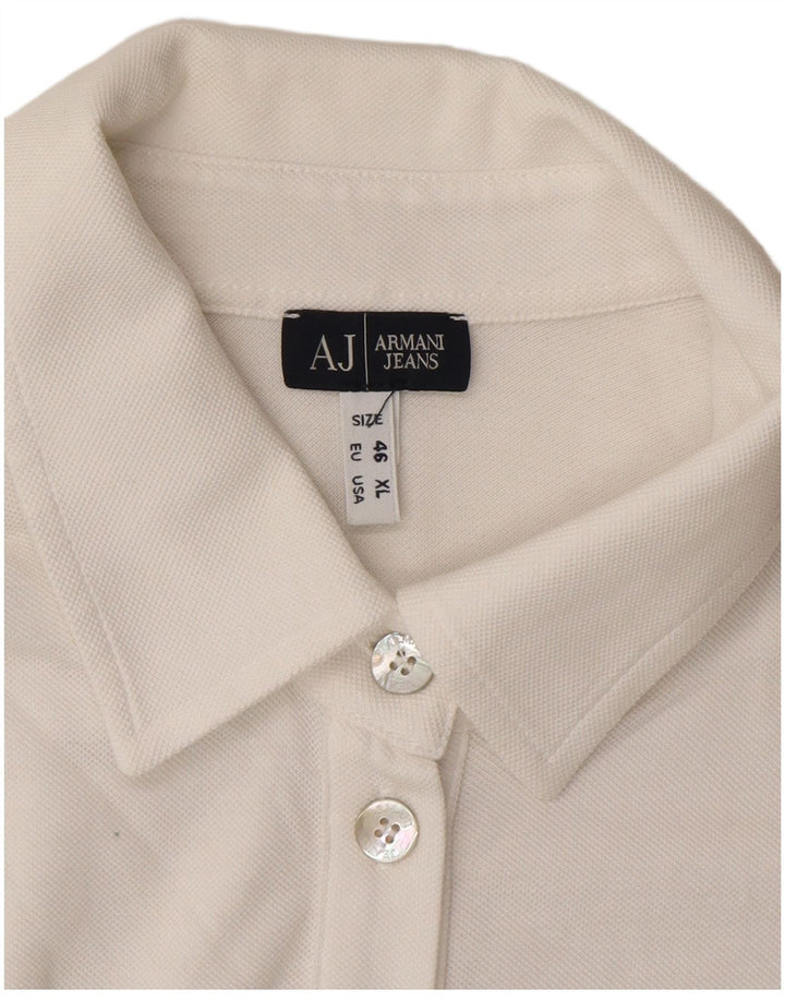 ARMANI JEANS Womens Polo Shirt EU 46 XL White