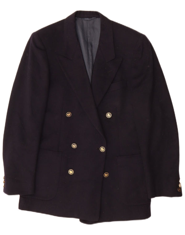 San Remo Mens Double Breasted Blazer Jacket IT 46 Small Navy Blue Wool