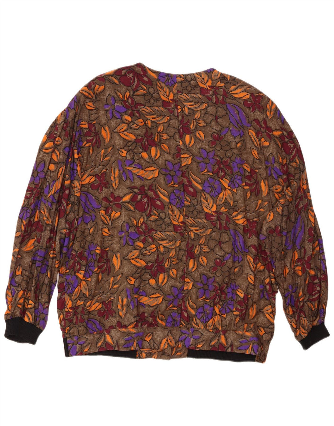 VINTAGE ženska košulja bluza UK 20 2XL smeđa cvjetna viskoza