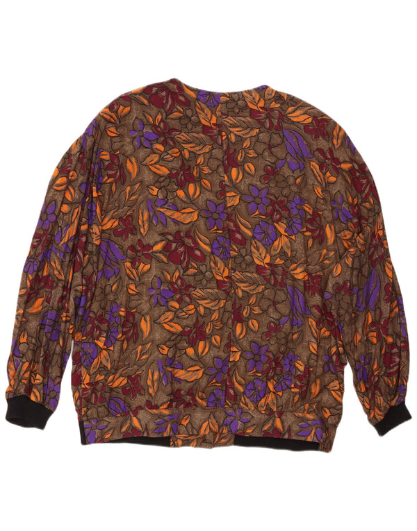 VINTAGE ženska košulja bluza UK 20 2XL smeđa cvjetna viskoza