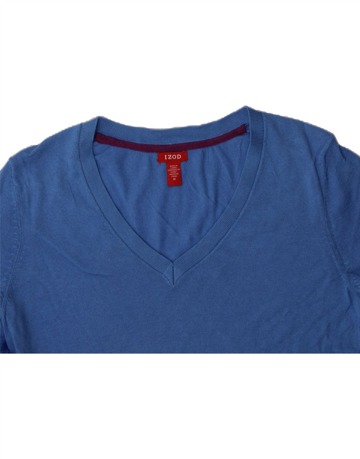 IZOD Womens V-Neck Jumper Sweater UK 14 Medium Blue Cotton Vintage Izod and Second-Hand Izod from Messina Hembry 