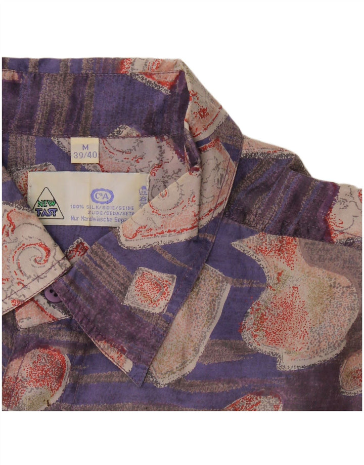 Nova brza muška košulja kratkih rukava, veličina 39/40 srednje ljubičasta patchwork svila