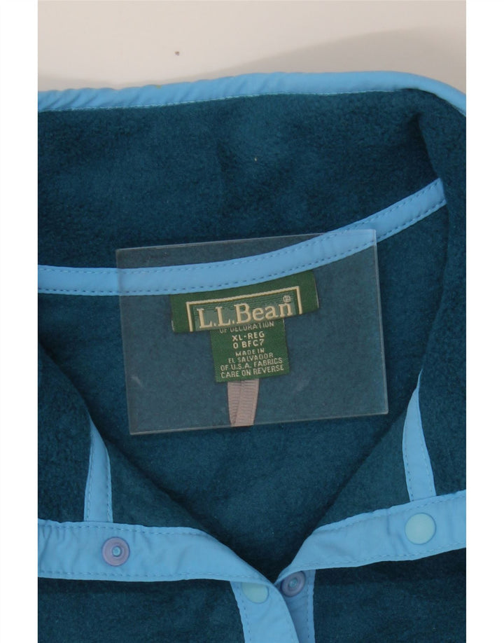 L.L.BEAN Womens Button Neck Fleece Jumper UK 18 XL Blue Polyester Vintage L.L.Bean and Second-Hand L.L.Bean from Messina Hembry 