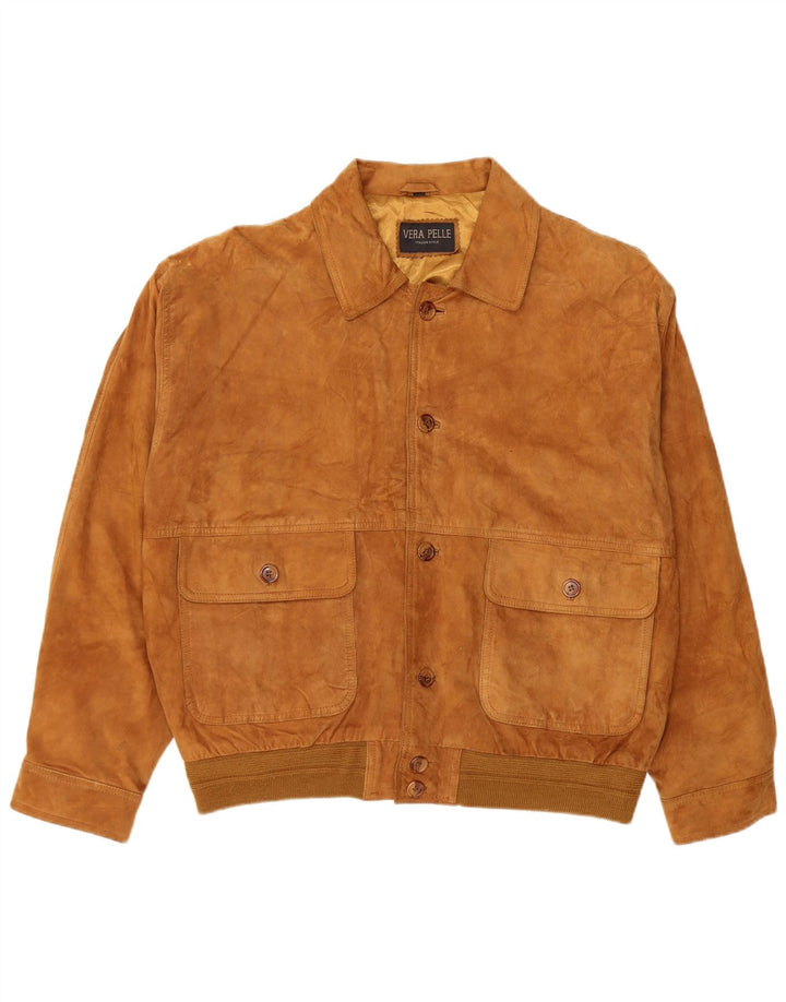 Vintage muška bomber jakna od brušene kože IT 54 2XL smeđa koža