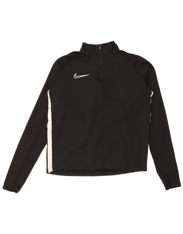 Nike Dri Fit majica s izrezom na patent i gornji dio trenirke srednje crne boje