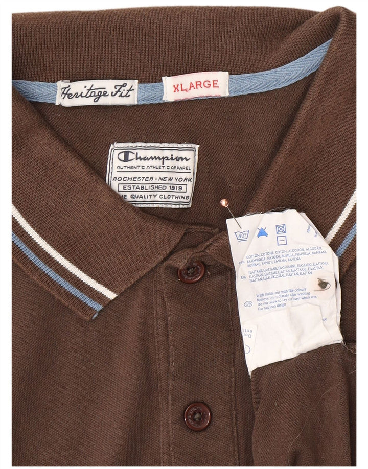 CHAMPION Muška Heritage Fit polo majica XL smeđi pamuk