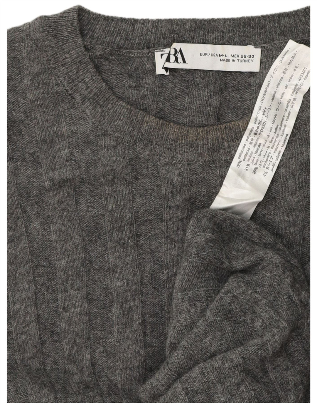 Zara ženski dugački pulover s okruglim izrezom UK 16 Large Grey