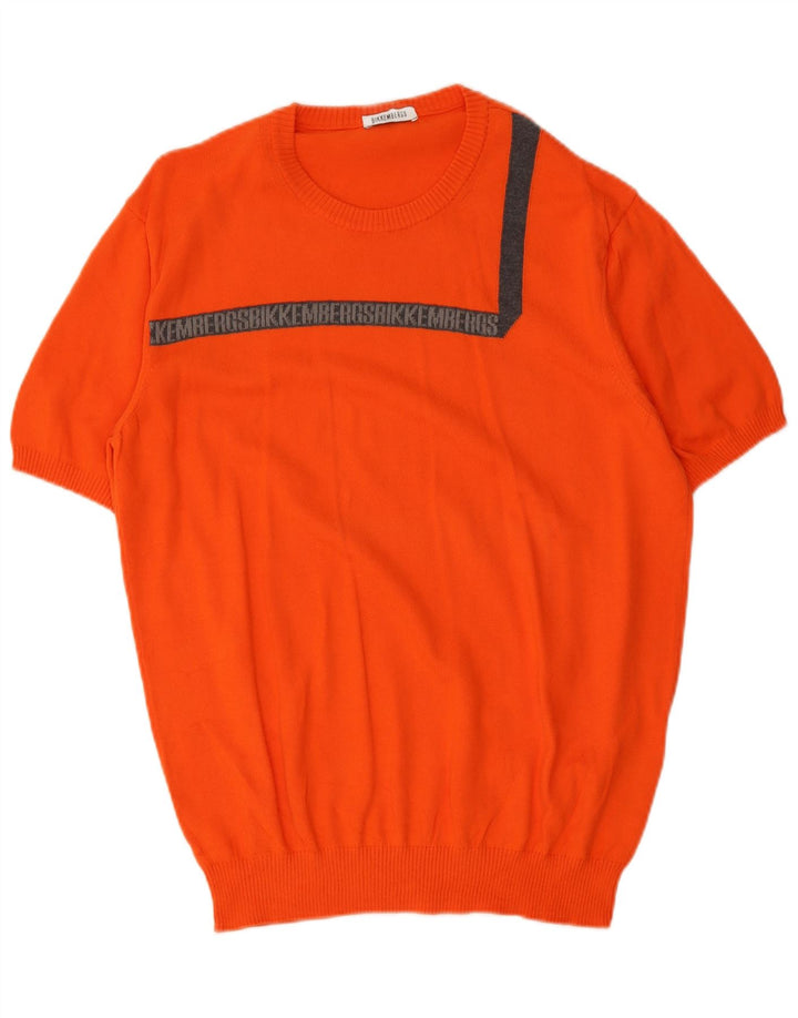 Bikkembergs muški pulover s okruglim izrezom, veliki narančasti pamuk