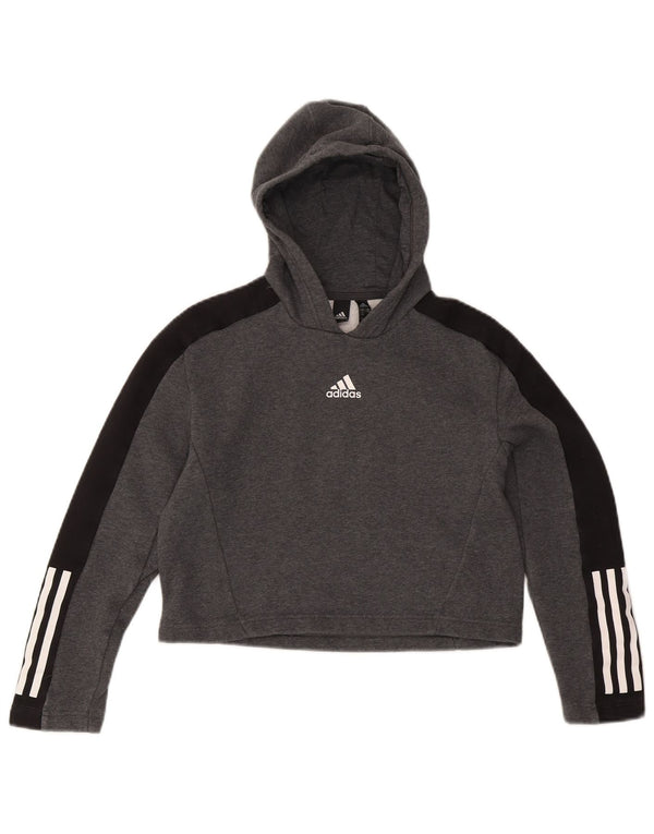 Adidas kratko majica s kapuljačom za djevojčice 11-12 godina, sivi pamuk u blokovima boja