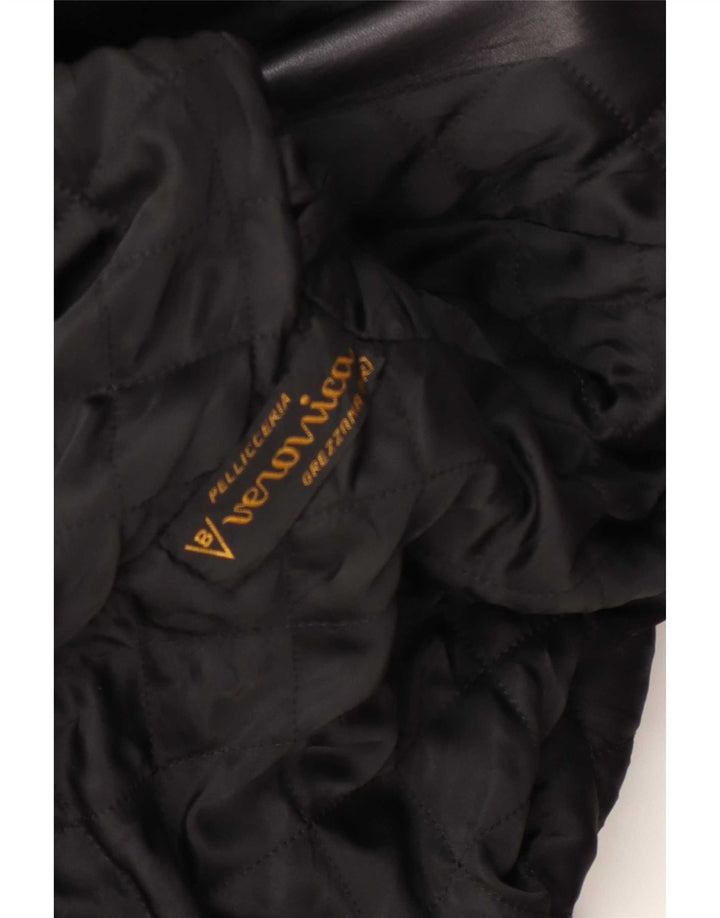 Vintage ženska kožna jakna sa 3 gumba UK 18 XL crna
