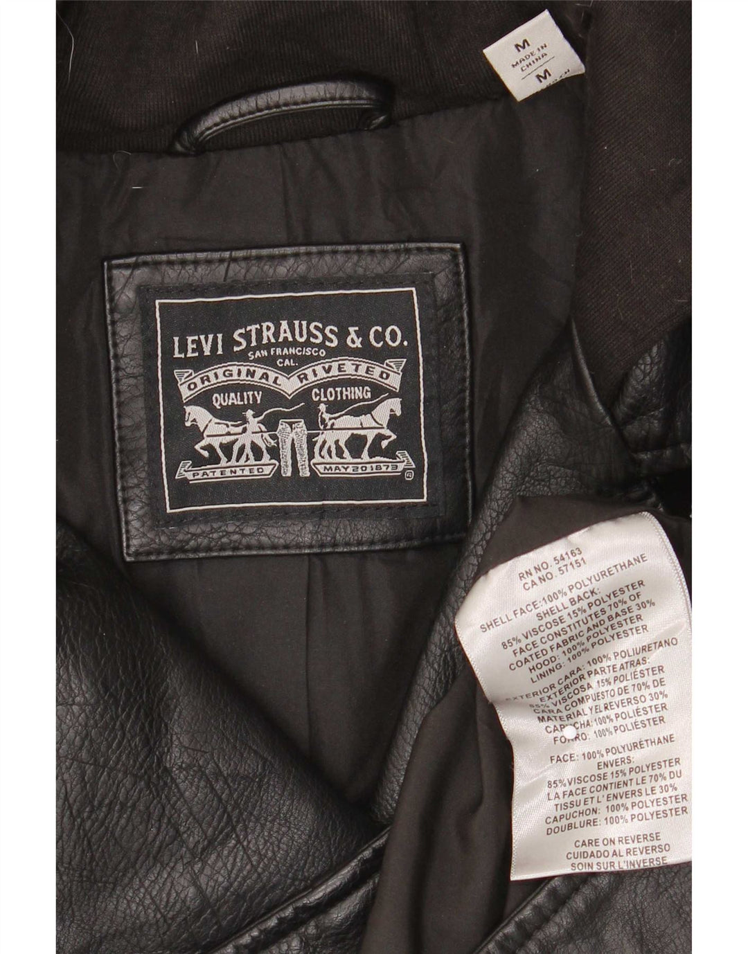 Levi's ženska biciklistička jakna od umjetne kože s kapuljačom UK 12 srednje crna