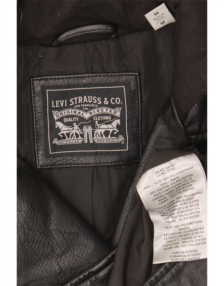 Levi's ženska biciklistička jakna od umjetne kože s kapuljačom UK 12 srednje crna