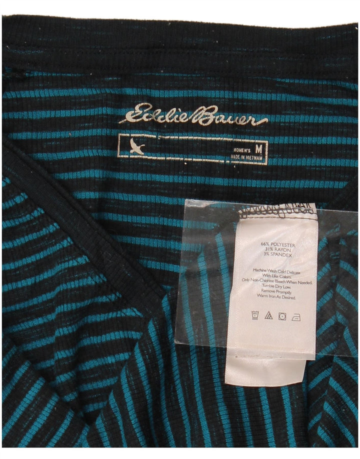 EDDIE BAUER Ženska majica dugih rukava UK 14 Srednje plavi prugasti poliester