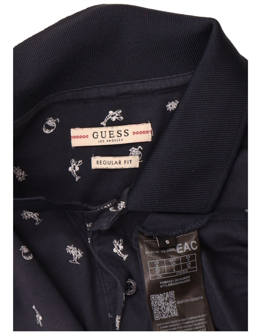 Guess muška polo majica standardnog kroja Mala tamnoplava pamučna točka