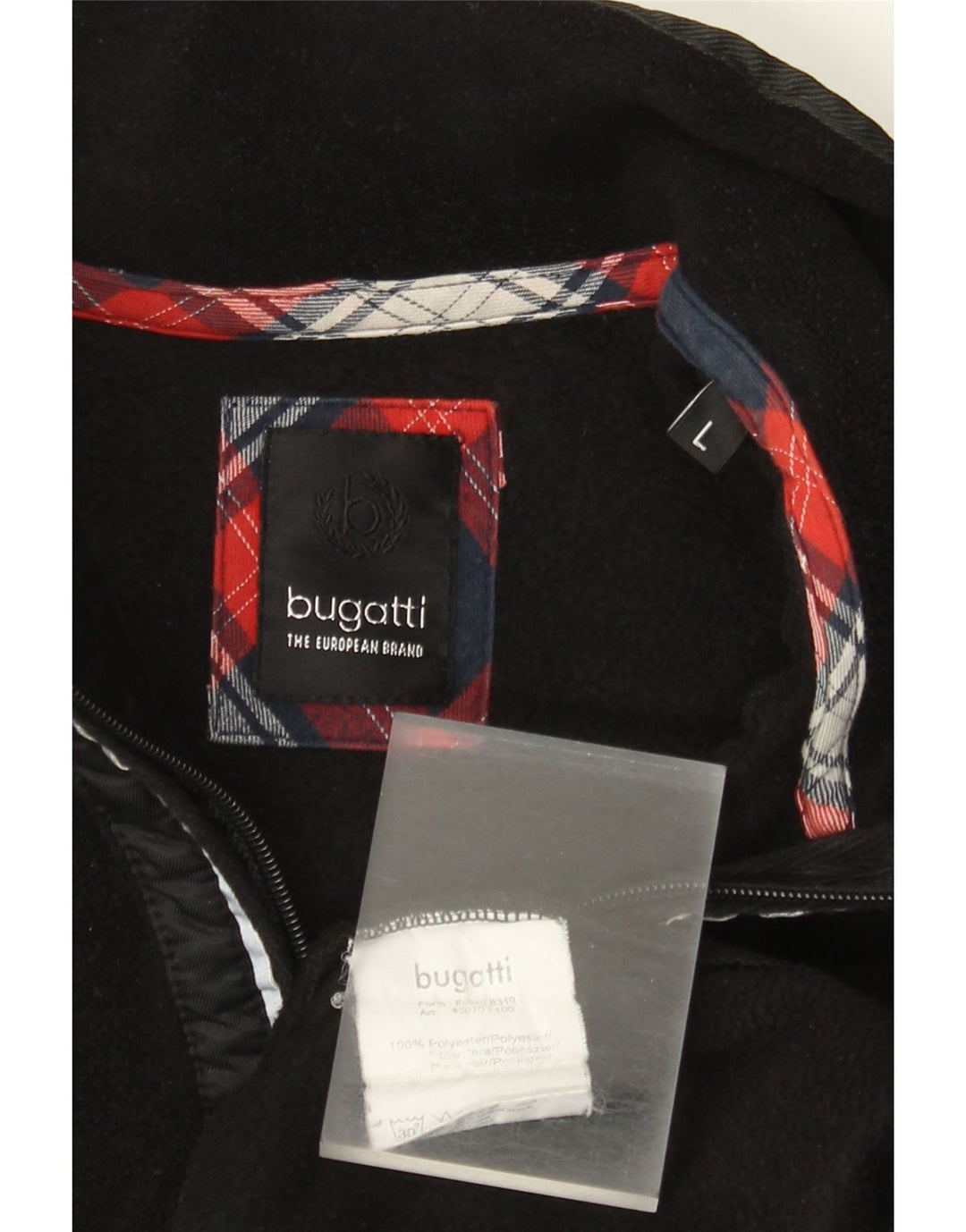 Bugatti muški džemper od flisa s patentnim izrezom, veliki crni poliester