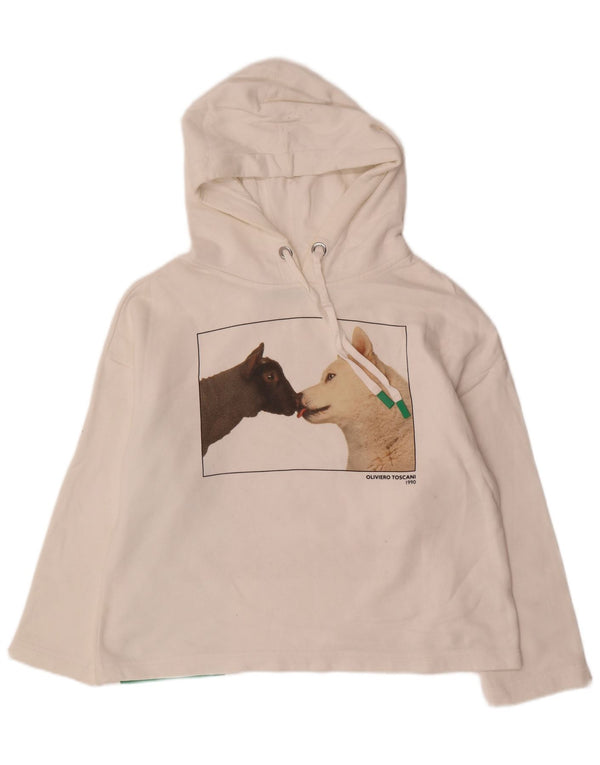 BENETTON Ženska majica s kapuljačom s kapuljačom UK 14 srednje bijele boje