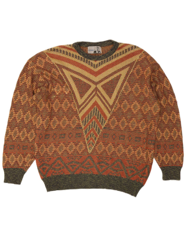Vintage Mens Crew Neck Crew Neck Jumper Sweater XL Multicoloured Geometric