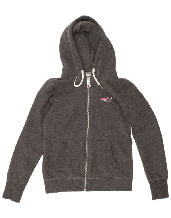 Superdry ženski pulover s kapuljačom s patentnim zatvaračem UK 10 Mali sivi flekasti pamuk