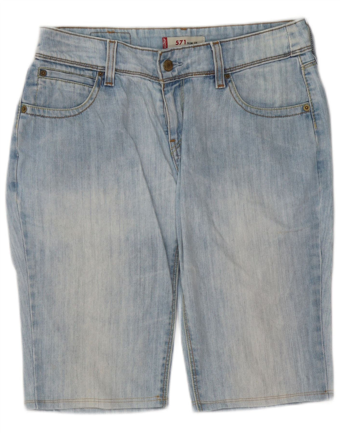 Levi's ženske 571 uske traper kratke hlače W31 srednje plavi pamuk