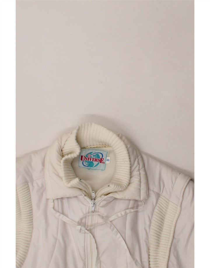 VINTAGE Womens Padded Jacket EU 40 Medium White Polyester Vintage Vintage and Second-Hand Vintage from Messina Hembry 