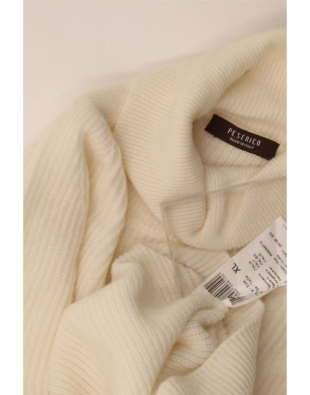 Vintage muški pulover s rol izrezom XL od bijele vune