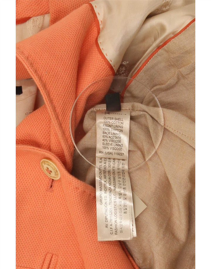 Massimo Dutti Womens 1 Button Blazer Jacket EU 38 Small Orange Cotton