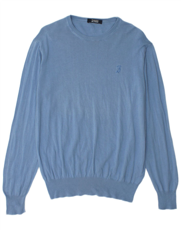 TRUSSARDI muški džemper s okruglim izrezom IT 52 Veliki plavi pamuk