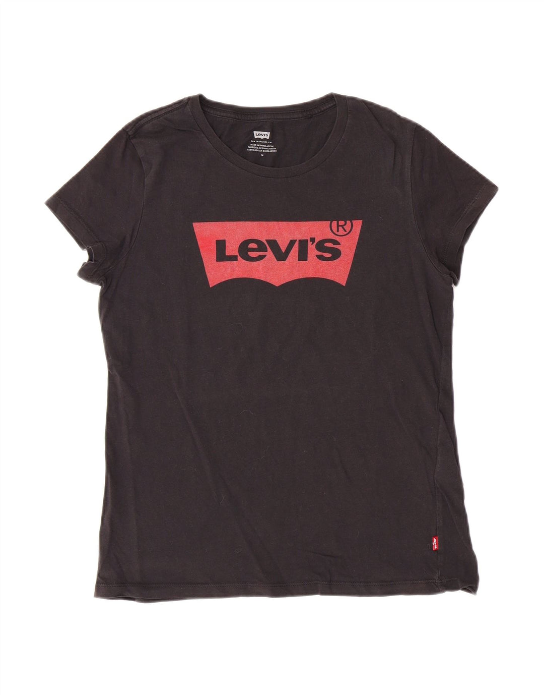 LEVI'S Womens Graphic T-Shirt Top UK 14 Medium Black Cotton