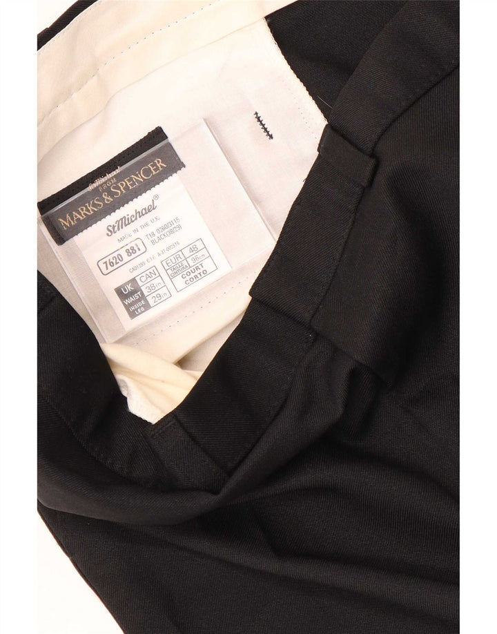 Marks & Spencer muške ravne chino hlače W38 L29 crni poliester