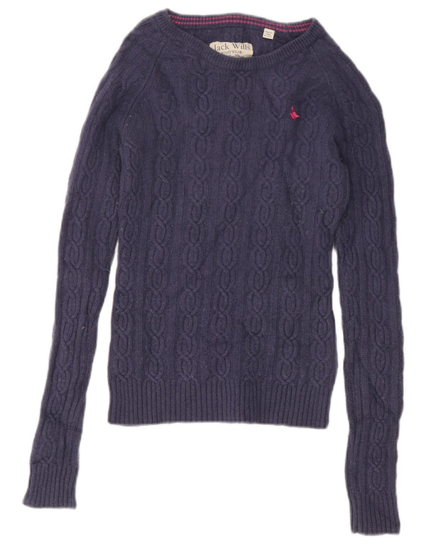 Jack Wills, ženski džemper s veznim izrezom, UK 10 Mali tamnoplavi vuneni