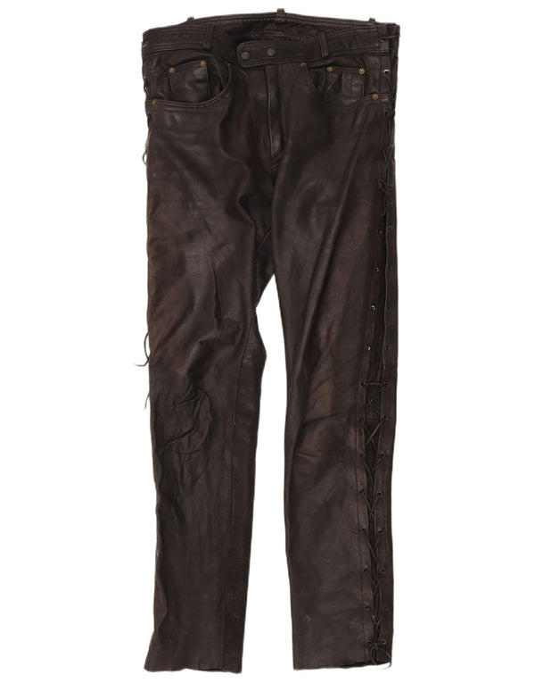 Vintage muške kožne hlače W36 L34 crne