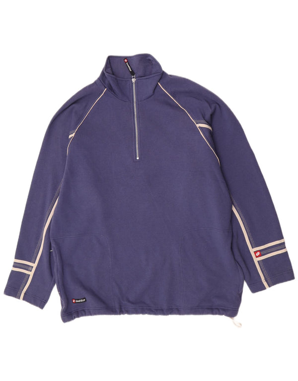 Lotto Mens Zip Neck Sweatshirt Jumper UK 42/44 XL Blue Cotton