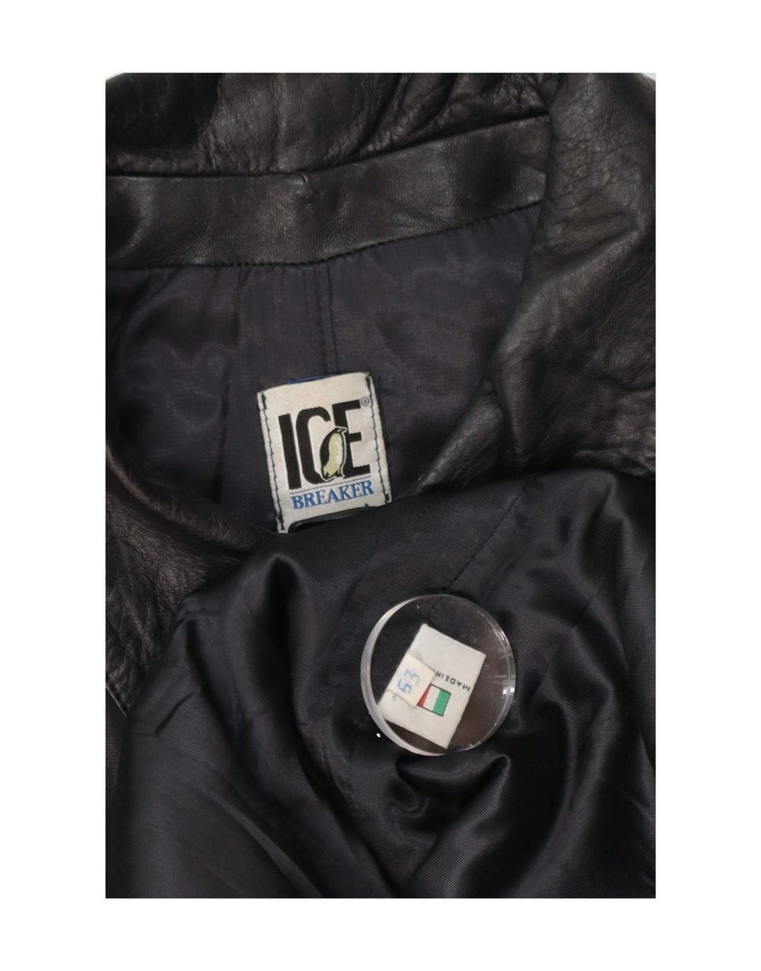 ICEBREAKER Womens Leather Coat IT 53 2XL Black Leather Vintage Icebreaker and Second-Hand Icebreaker from Messina Hembry 