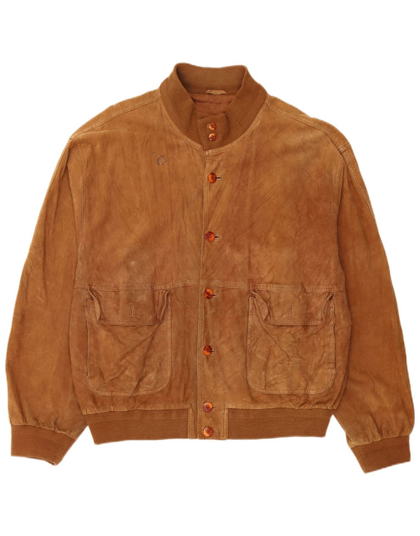 Vintage muška bomber jakna od brušene kože UK 42 XL smeđa koža